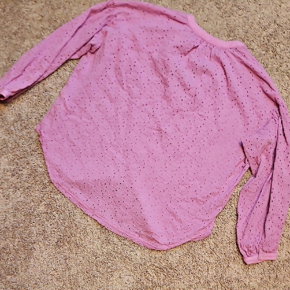 Free People Madison Eyelet Blouse In Orchid - Picture 10 of 11